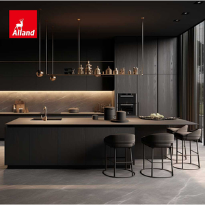 Mobili da Cucina Alland, Armadi Modulari Neri di Lusso in Legno, Moderni Mobili per Cucina e Stoccaggio per Villa - Product Image 2