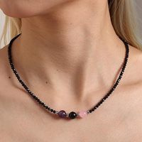 Colliers ras du cou avec pendentifs en pierres naturelles facettées : Aventurine verte, Améthyste, Quartz rose