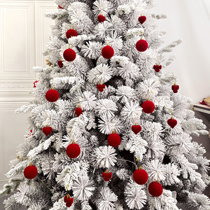 Christmas Ornaments Velvet <b>Wrapped</b> <b>Plastic</b> Baubles Flocking Velvet Hanging Balls For Xmas Tree Home Decoration - Product Image 6