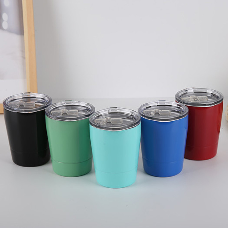 Кружка для вина 9 унций с двойными стенками, портативная из нержавеющей стали с изоляцией, с крышкой, для путешествий, пива, кофе