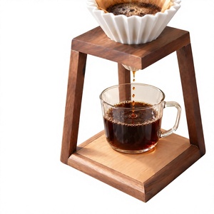 Support de filtre à café en bois au design minimaliste, réutilisable, écologique, de forme carrée, capacité de 350 ml, pour restaurants, hôtels, cafés - Product Image 4
