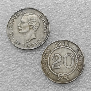 1906,1910,1911,1913,1915,1920(H) Sarawak 20 cents pièces commémoratives de style antique, cadeaux, décoration de la maison - Product Image 3