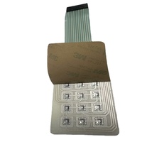 Keypad Membran Switch 3*4 Matriks Embossed 3M467 Perekat Pengontrol Jarak Jauh LED Backlit Warna Kustom Perak/Tembaga FPC