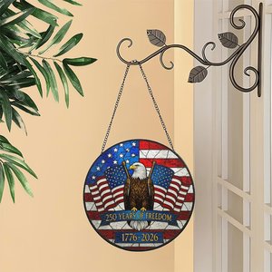Attrape-soleil en vitrail 250 ans de liberté 1776-2026 Aigle Drapeau américain Pendentif suspendu - Product Image 1
