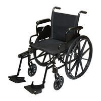 Fauteuil roulant en acier de haute performance avec accoudoirs rabattables amovibles, pneus en PU, revêtement ignifuge, capacité de 300 lb