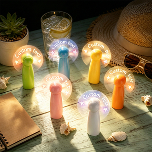 Mini Ventiladores LED con Mensaje Publicitario, Regalo para Eventos, Ventilador LED Portátil con Mensaje Personalizado, Ventilador LED con Texto y Carga USB - Product Image 4