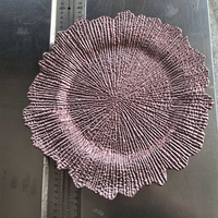 Assiettes rondes en plastique acrylique doré pour la décoration de table de mariage, assiettes de présentation en forme de récif pour dîner en famille ou déjeuner
