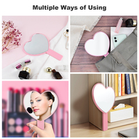 Cadre en plastique portable personnalisé avec logo personnalisé poche de maquillage compacte petit coeur bling strass miroir de poche à main
