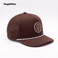 Casquette Snapback personnalisée en polyester haute performance résistante à l'eau, structurée à 5 panneaux, style A-Frame, avec logo en PVC, pour le golf et le transport de marchandises