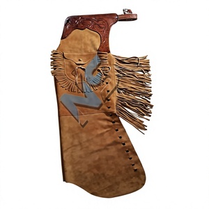 Pantalones de Cuero Profesionales para Montar a Caballo, Diseño en Relieve, Cintura Alta, Unisex, con Flecos Delanteros - Product Image 1