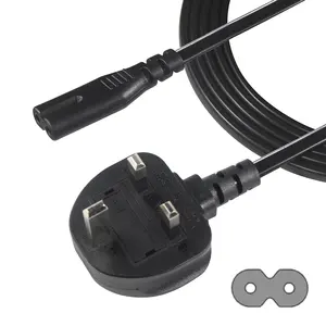 Cable de CA personalizado fusible enchufe del Reino Unido a conector de computadora Iec 60320 C7 figura 8 cable de alimentación de extremo hembra