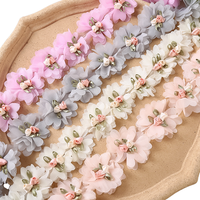 Dentelle florale en mousseline 3D écologique de 5 cm, faite à la main, pour vêtements, accessoires de mode, chaussures et chapeaux