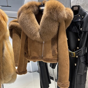 Chaqueta de Gamuza Camel con Capucha para <span class=keywords><strong>Mujer</strong></span>, Invierno 2025, Chaqueta de Cuero Auténtico - Product Image 3