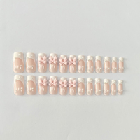 Nouveauté transfrontalière : Faux ongles ABS semi-couvrants français, faits main, style européen et américain, avec nœud simple, amovibles et longue durée