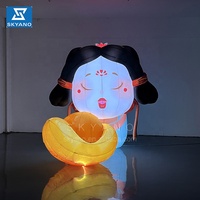 Ballon gonflable géant personnalisé de mascotte de personnage de dessin animé de sculpture de bonne de lingot pour la décoration d'art