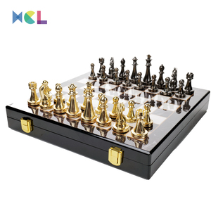 XCL Wholesale High-Grade Metal <strong>Chess</strong> Gold Black 29*29cm Zinc Alloy <strong>Chess</strong> Games Set Marble <strong>Pattern</strong> <strong>Chess</strong> <strong>Board</strong> - Product Image 1