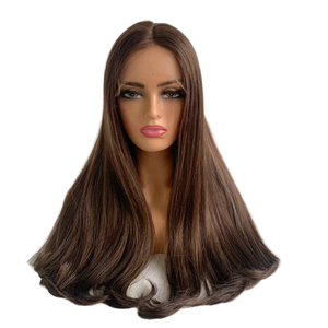 13x4 HD para peluca Frontal de encaje 16 pulgadas cabello judío humano crudo sin pegamento prearrancado Color marrón destaca encaje Natural - Product Image 1