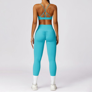 Sujetador de entrenamiento de realce acolchado de alto impacto para mujer y mallas de Fitness con Control de barriga 2 uds ropa de gimnasio 2025 - Product Image 1