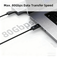 Câble Thunderbolt 5 TUTI de haute qualité, transmission haute vitesse, 2 m, Thunderbolt 5, 240 W, 80 Gbps, 16K120 Hz, coaxial