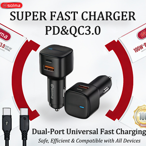 Cargador Rápido para Auto <span class=keywords><strong>Solma</strong></span> Wholesale PD 3.0 QC3.0 para Teléfonos Móviles Android, Relojes Inteligentes, Herramientas Eléctricas, OTP 12V-24V - Product Image 1