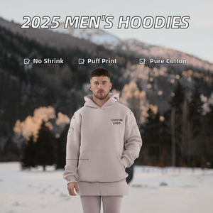 Sweat à capuche en molleton décontracté pour homme personnalisé 2025, jogging en plein air, logo brodé vintage, coupe ample - Product Image 2