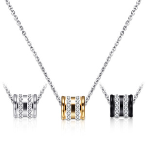 Collar de Acero Inoxidable con Incrustaciones de Diamantes, Estilo Europeo Americano, 11MM, Redondo, Negro, Blanco, Dorado, para Uso Diario y Fiestas - Product Image 1