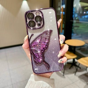 Funda Protectora para Teléfono Móvil con Diseño de Mariposa y Purpurina, 2 en 1, con Recubrimiento Electrolítico, para iPhone 17 16 15 14 13 Pro Max - Product Image 3