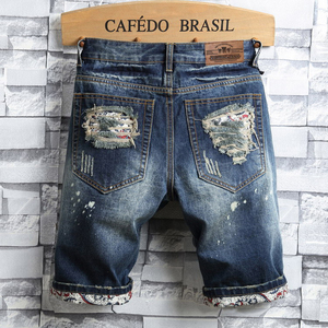 <span class=keywords><strong>Pantalones</strong></span> <span class=keywords><strong>Cortos</strong></span> de Mezclilla para <span class=keywords><strong>Hombre</strong></span>, Estilo Destroyed, Ajustados, Casuales, Vintage - Product Image 2