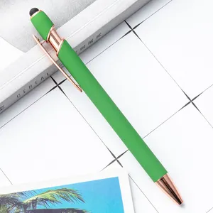Yeni varış dokunmatik ekranlar için Stylus kalem tükenmez kalem yazma yumuşak dokunmatik Stylus Metal tükenmez kalem ile gül altın bağlantı parçaları