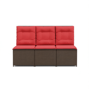 Single Seat Reclining Garden <b>Sofa</b> In Brown Pe <b>Rattan</b> Outdoor Furniture With High Density Foam Cushion Contemporary Design - Product Image 1