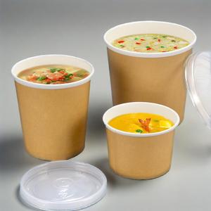 Gobelet en papier kraft blanc jetable pour soupe, dessert, salade, à emporter, bol à soupe chaude - Product Image 4