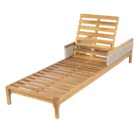 Chaises longues en teck pour patio extérieur, chaise longue en rotin tressé avec coussin, pour bord de piscine, jardin, terrasse