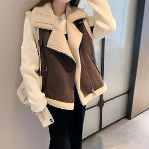 2025 Otoño Invierno sin mangas Sherpa polar Chaleco con cremallera chaleco mujer chaleco chaqueta Vestes Pour Femmes - Product Image 1