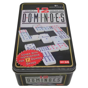 Fábrica al por mayor personalizado <span class=keywords><strong>doble</strong></span> <span class=keywords><strong>12</strong></span> 9 6 juego de dominó 91 55 28 juego de <span class=keywords><strong>tren</strong></span> <span class=keywords><strong>mexicano</strong></span> juego de puntos de colores con caja de lata para entretenimiento - Product Image 4