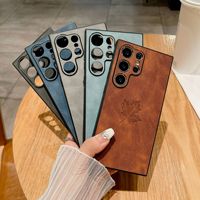 Étui de luxe en cuir PU motif feuille d'érable avec surpiqûres pour Samsung Galaxy S26 Ultra S26 Plus S25 S24 Ultra S23 A55 A15, antichoc
