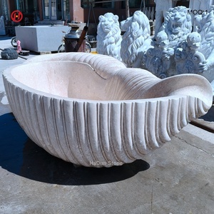 <span class=keywords><strong>Conch</strong></span> şekilli bej mermer küvet HaDun el oyma bağlantısız Seashell küvet özel tasarım doğrudan abd üretici - Product Image 6