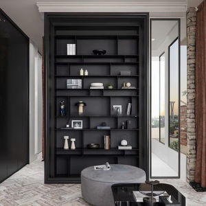 Libreria Moderna Personalizzata, Scaffale da Studio Contemporaneo in Metallo e Alluminio, Montaggio a Parete per Soggiorno e Ufficio - Product Image 1