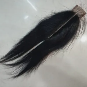 Fechamento frontal brasileiro de cabelo liso, venda quente de 2022, único, donador brasileiro, com fecho reto, virgem 2x6, tamanho médio, parte frontal