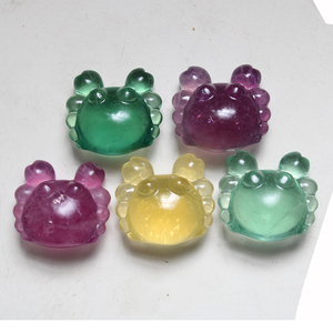 Hand-Carved Eco-Friendly Folk Art 2.8-3cm Natural Rainbow Fluorite Crystal Sea Animal <strong>Crab</strong> Carving <strong>Ornament</strong> for Home Decor - Product Image 5