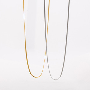 yunnique <b>Titanium</b> Steel Flat Snake Bone <b>Chain</b> Necklace Gold And Silver Color Minimalist Geometric Design Clavicle <b>Chain</b> - Product Image 4