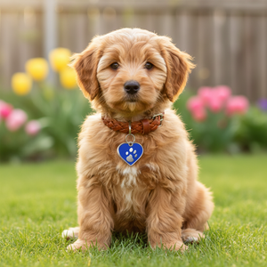 Targhetta identificativa per animali domestici, mini, blu, a forma di cuore con impronta di zampa, per cani e gatti - Product Image 3