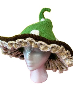 Sombrero de bruja de ganchillo de algodón 100% hecho a mano, tamaño personalizable para gorros Tik Tok, gorro de punto de Cosplay de hadas con patrón de camuflaje - Product Image 4
