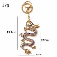 Porte-clés Dragon Chinois en Strass, en Alliage de Zinc, Dragon Enroulé avec Fermoir Mousqueton, Breloque de Sac en Gros