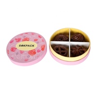 Caja de Regalo de Cartón Rígido con Tapa y Base Redondas, Impresión Floral Personalizada, Recubrimiento UV, 4 Compartimentos, para Bombones y Galletas