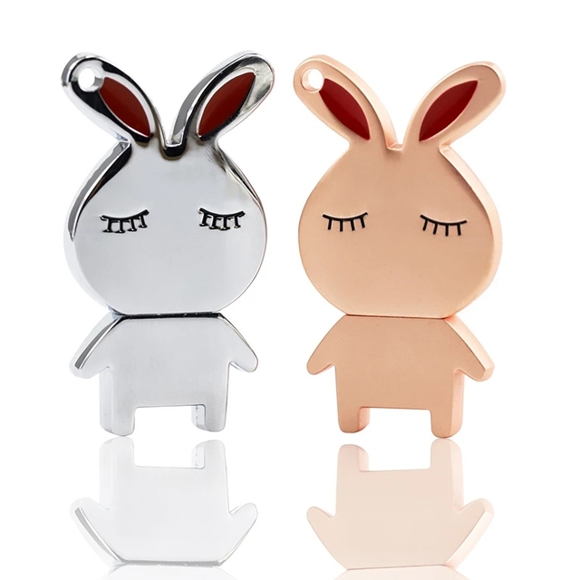 2.0 1GB 2GB 4GB 8GB 3.0 16GB 32GB 64GB High Quality Memory Stick Silver Rose Gold Metal Rabbit USB Flash Drive