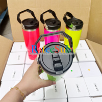 Gobelet à sublimation en acier inoxydable de 30 oz 30 oz couleur néon rose vert jaune orange avec poignée supérieure et couvercle à paille rabattable