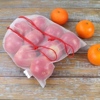 Sacs en filet pour fruits et légumes, emballage écologique en polyester réutilisable, sacs de courses en filet pour légumes avec logo personnalisé