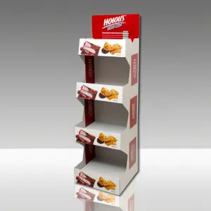 Aangepaste Ontwerp Fabrikant Supermarkt Retail Promotie Kartonnen Vloer Plank Stand Candy Chips Display Rekken