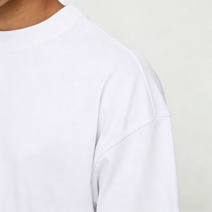 Camiseta de Hombre de Lujo con Hombros Caídos, Cuello Alto Simulado de 2.5cm, Camisetas Lisas para Diseño Personalizado, <span class=keywords><strong>100</strong></span>% Algodón, Estilo Urbano, Camiseta Pesada para Hombre - Product Image 4