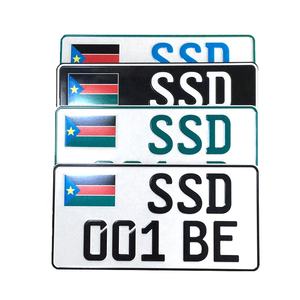 Placa de matrícula de aluminio para coche, OEM, alta calidad, en relieve, para parte delantera y trasera de Sudan del Sur - Product Image 2